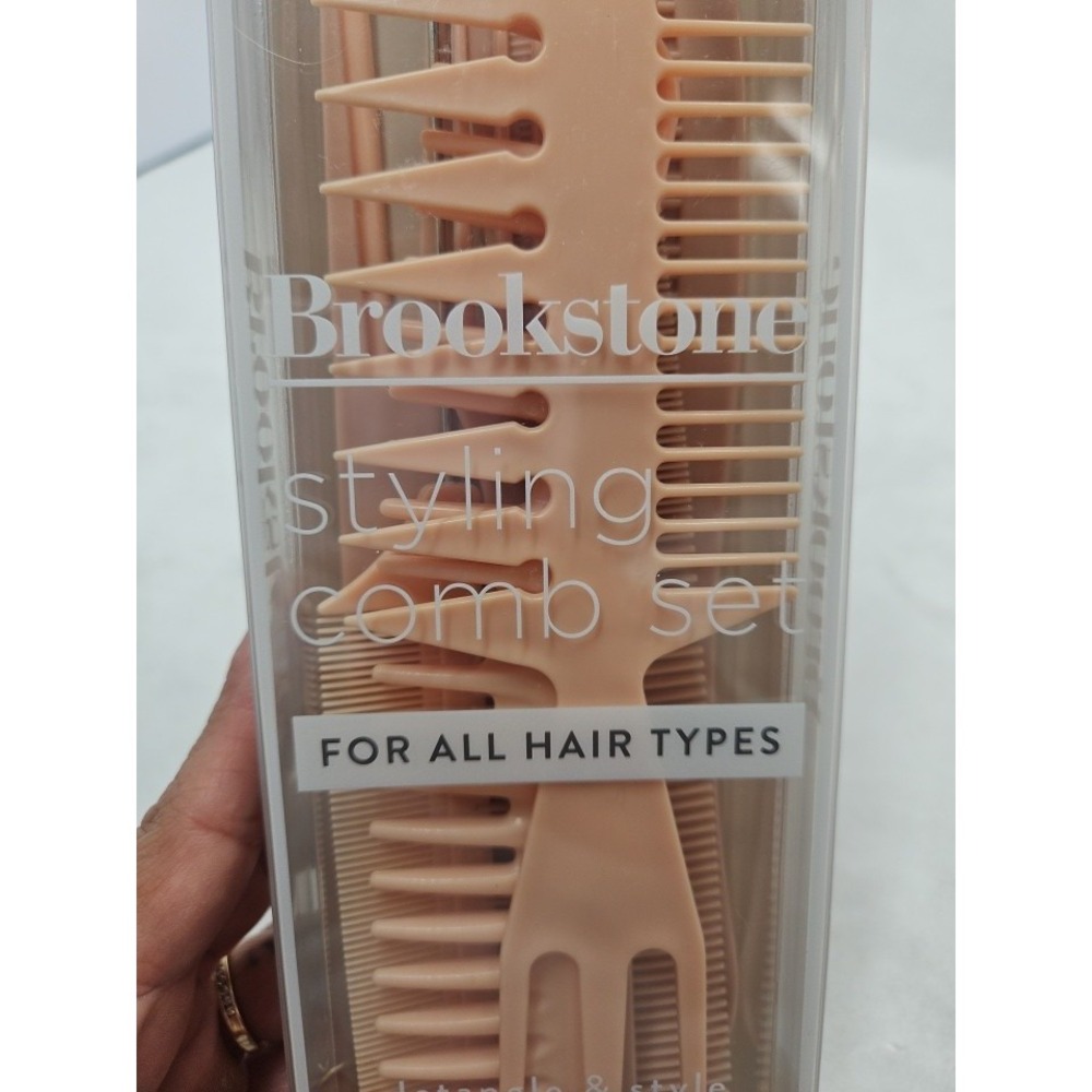 Brookstone Styling Comb Set 8-Piece Detangle & Style For All Hair Types NEW